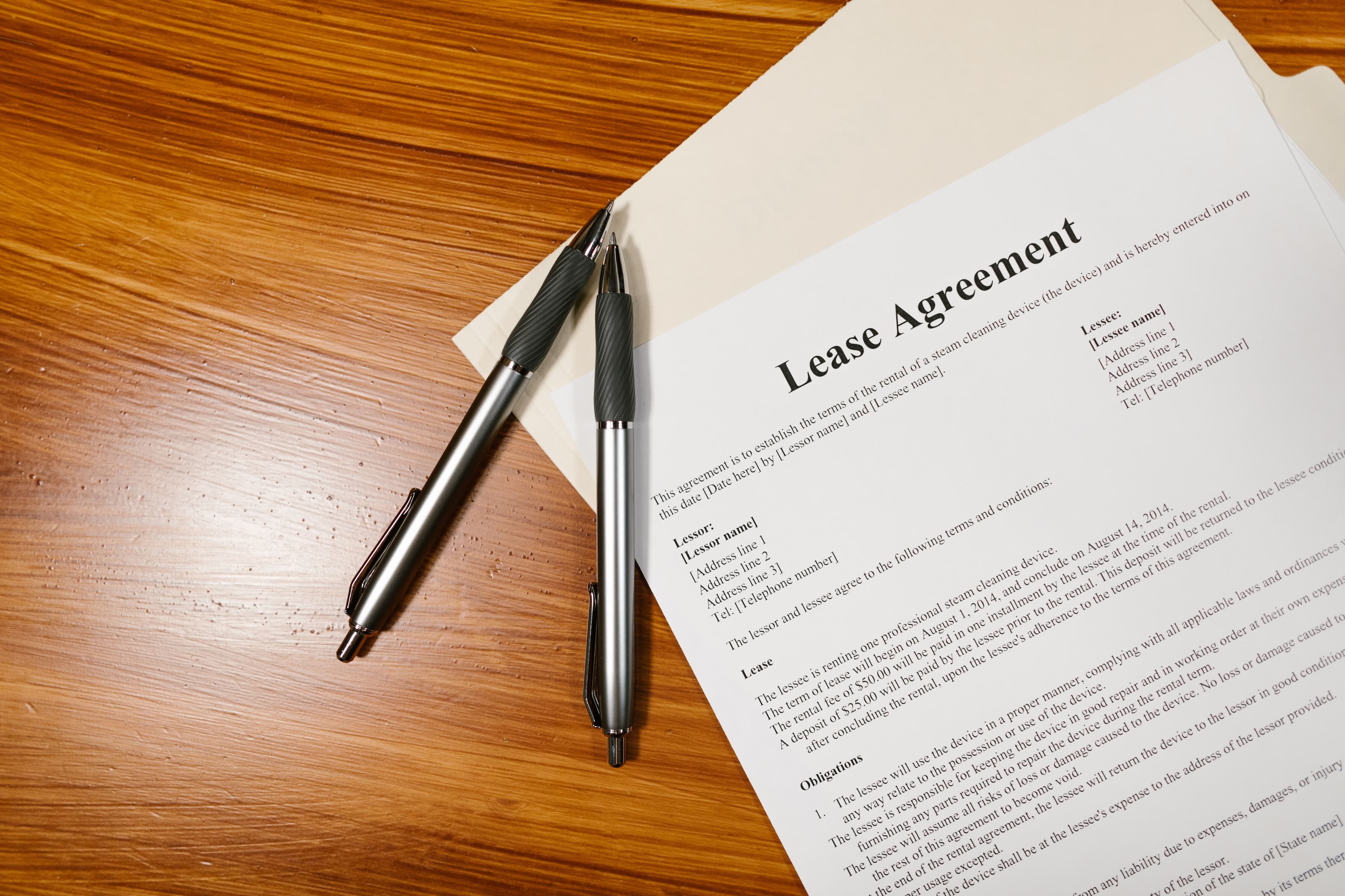 Signing a lease agreement